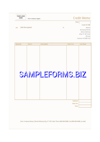 Credit Memo (Sienna Design) docx pdf free